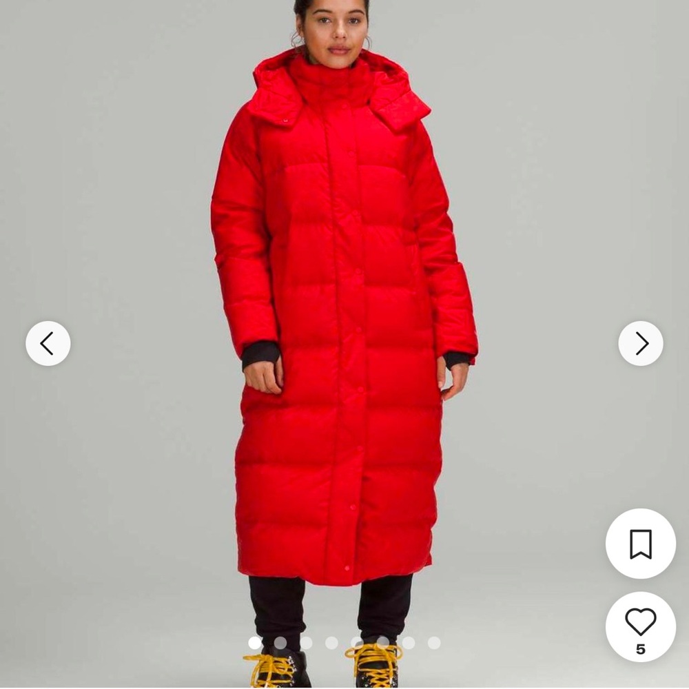 lululemon Wunder Puff Long Jacket (Size 4, Grenadine Red)